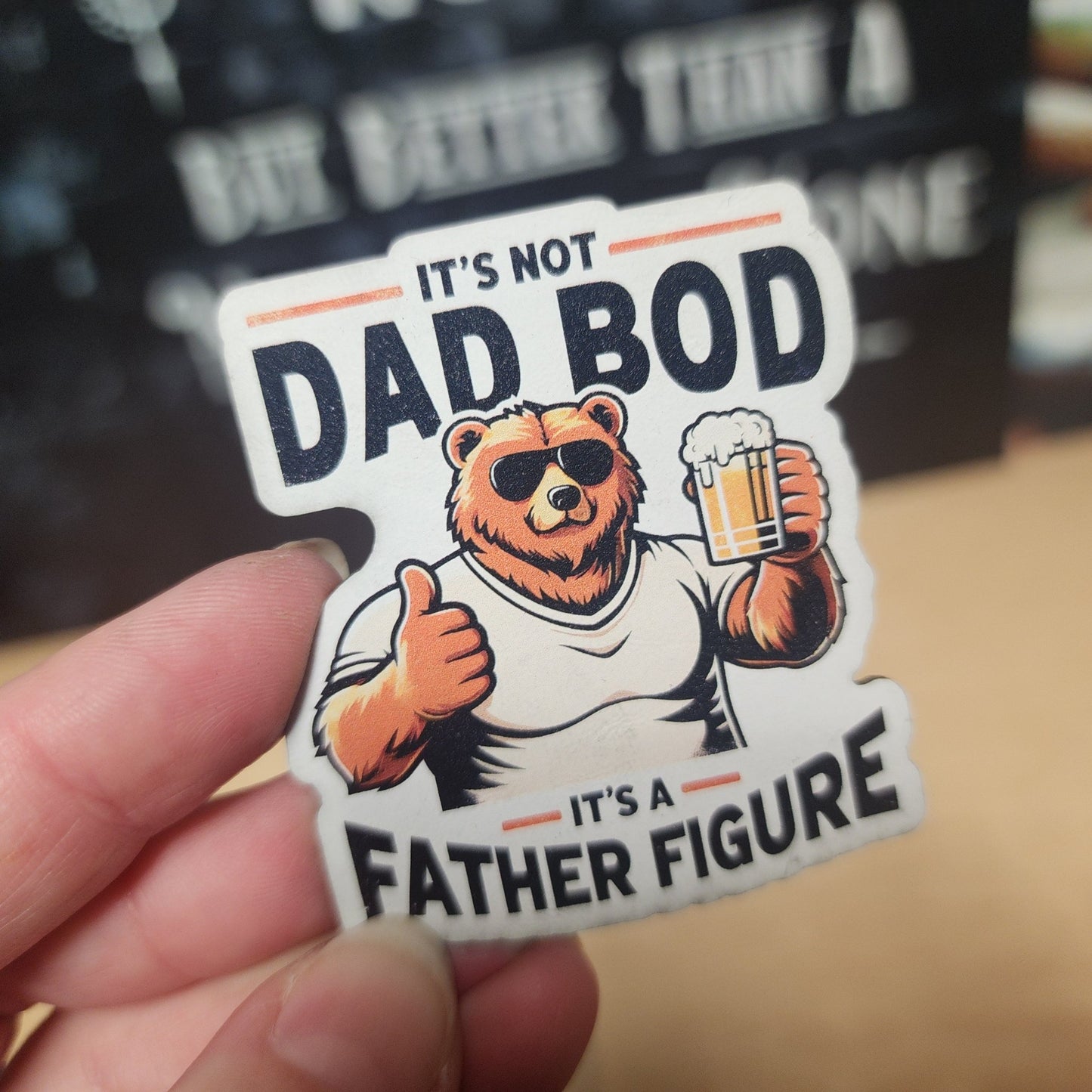 Dad Bod, Father Figure Humor UV Printed Leatherette Hat Patch - MR01 - LoneStar Adhesive