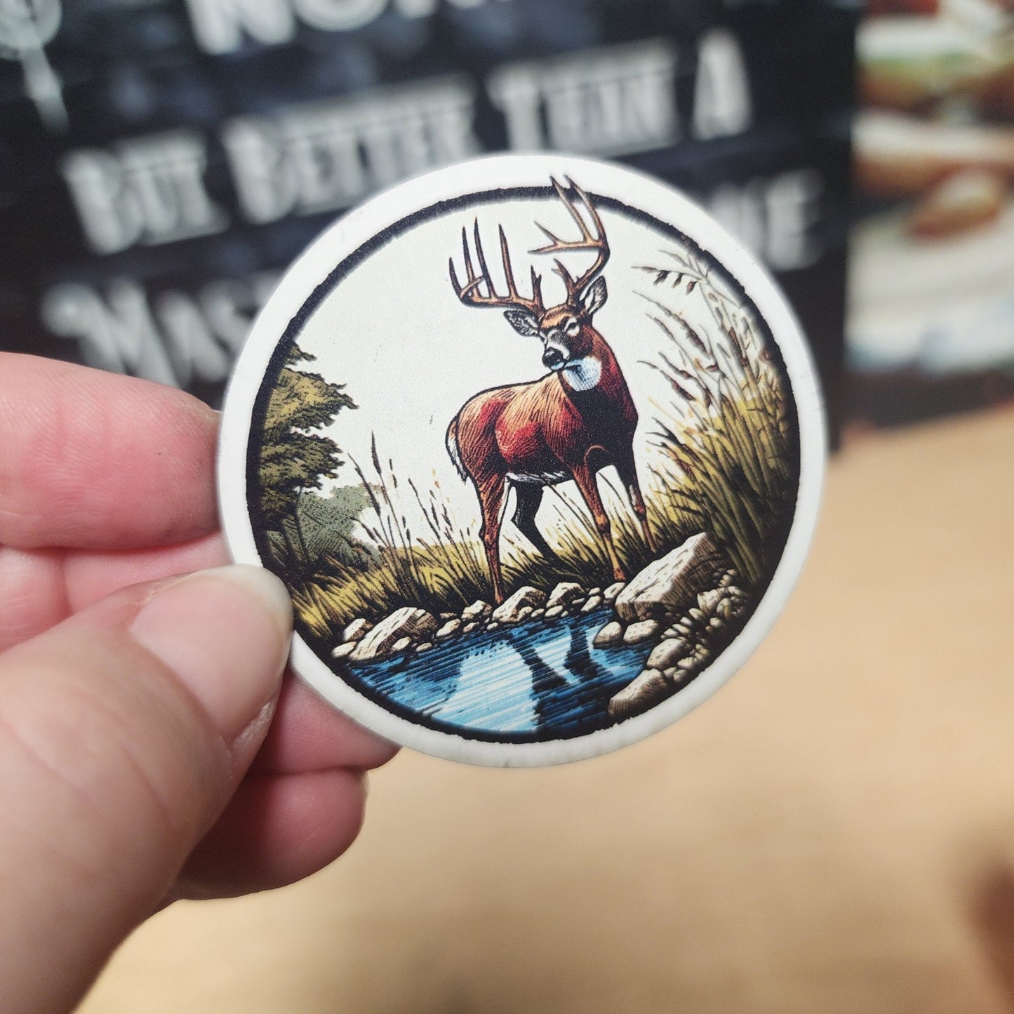 Deer by the Stream UV Printed Leatherette Hat Patch - MR01 - LoneStar Adhesive