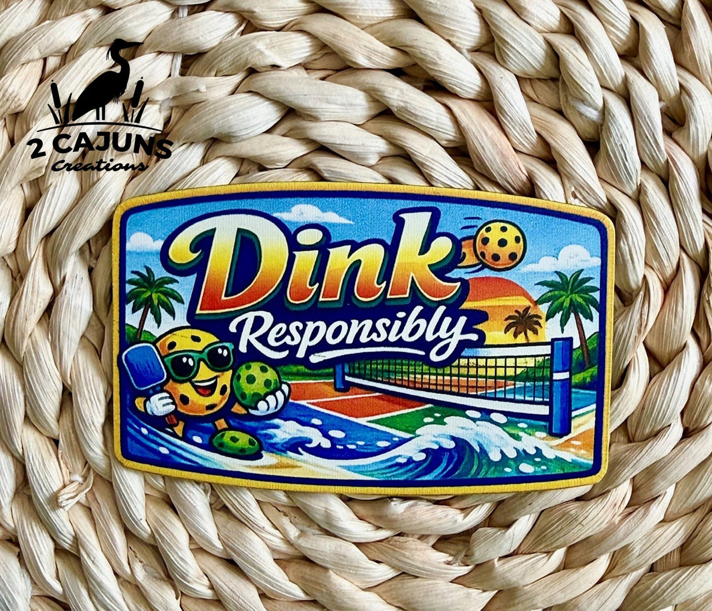 Dink Responsibly Pickleball UV Printed Hat Patch - LoneStar Adhesive