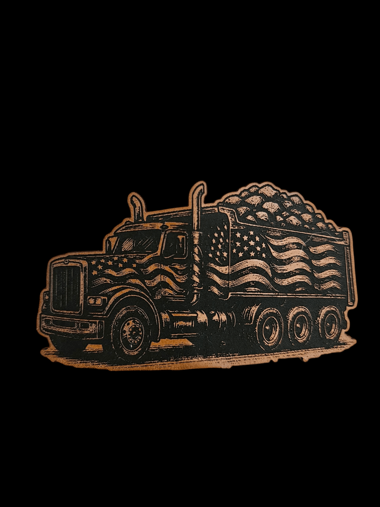 Dumptruck w/ Stone Wavy American Flag - LoneStar Adhesive