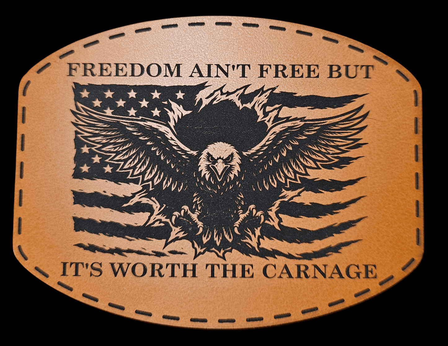 Eagle Blasting Through Flag - Freedom Ain't Free But It's Worth The Carnage - LoneStar Adhesive