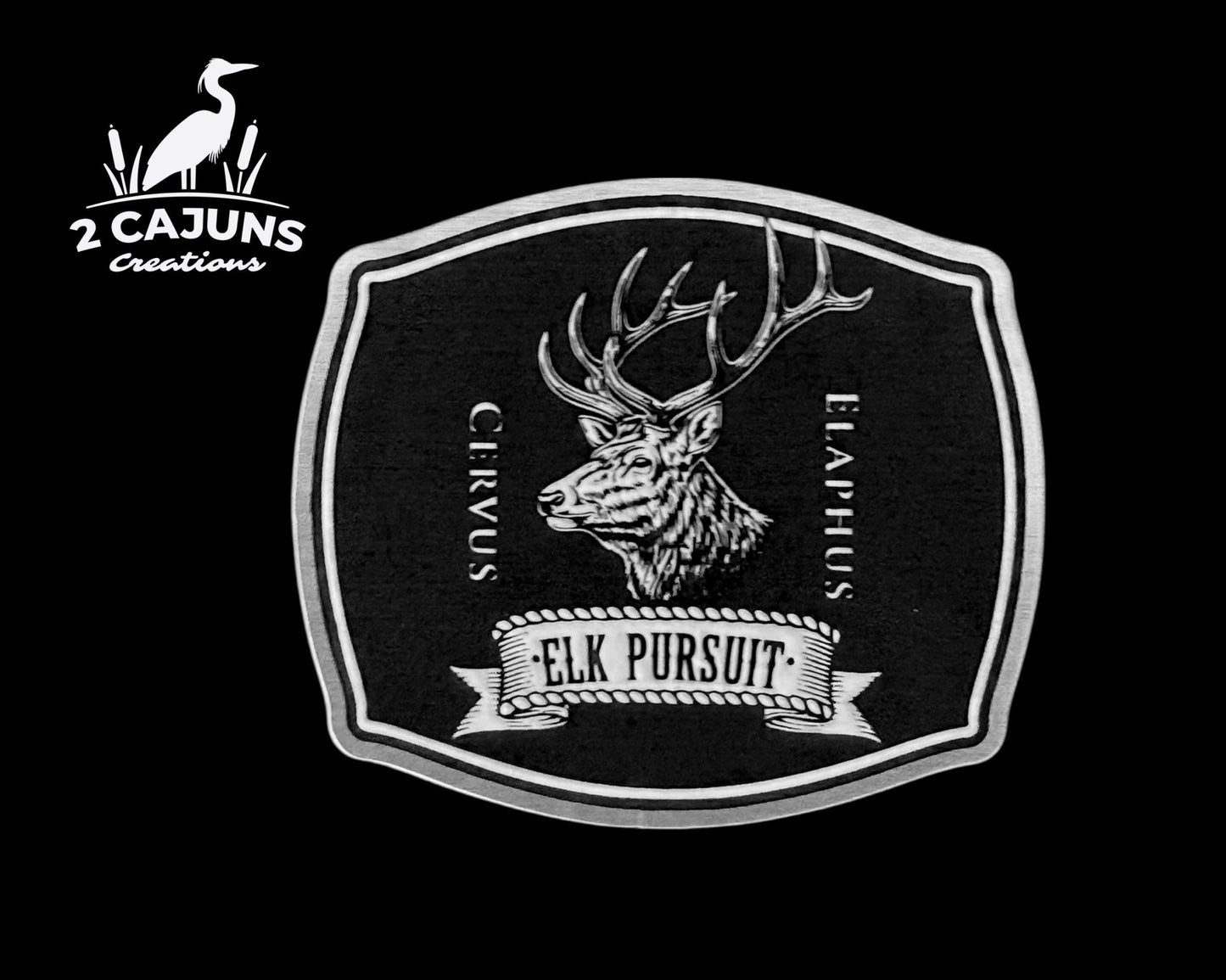 Elk Pursuit Latin Stainless Black White Acrylic Hat Patch - LoneStar Adhesive