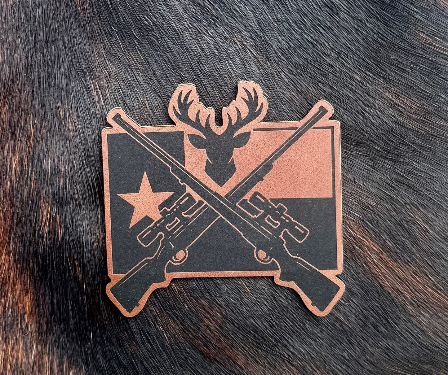 Engraved Deer Hunting Texas Flag - LoneStar Adhesive