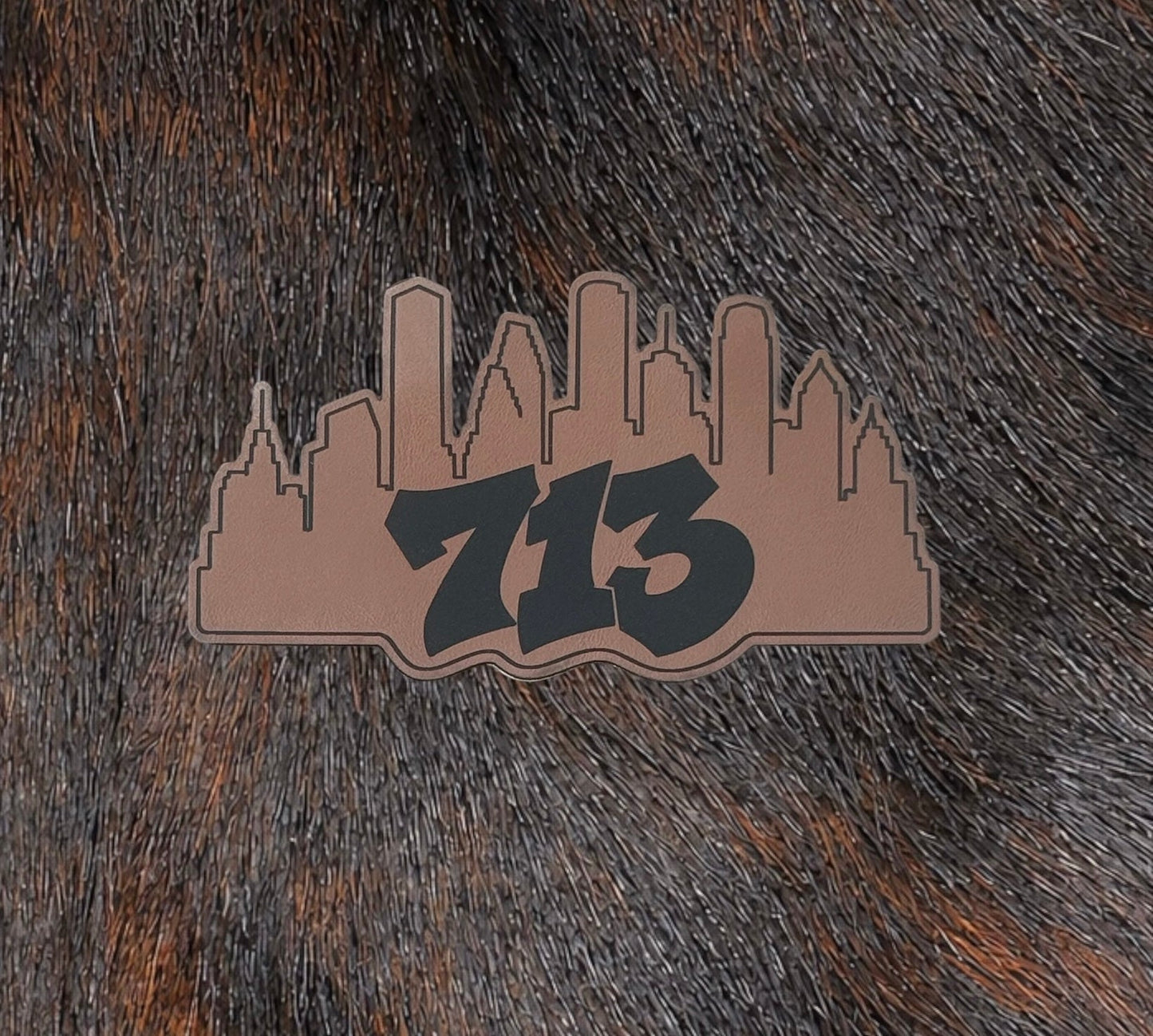 Engraved Houston Skyline 713 Patch - LoneStar Adhesive