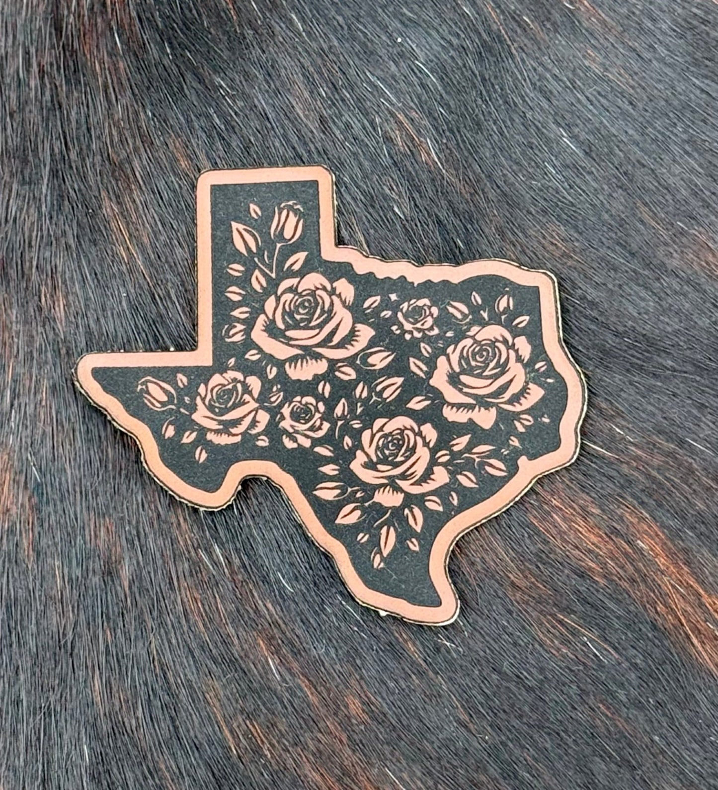 Engraved Texas Roses Patch - LoneStar Adhesive