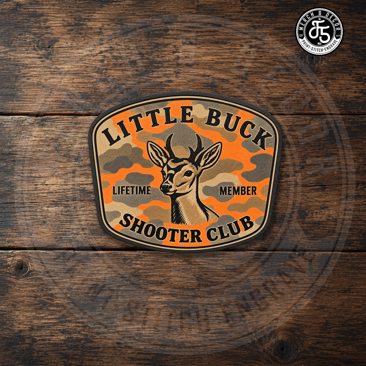 Little Buck Shooter Club Blaze Camo UV Printed Hat Patch