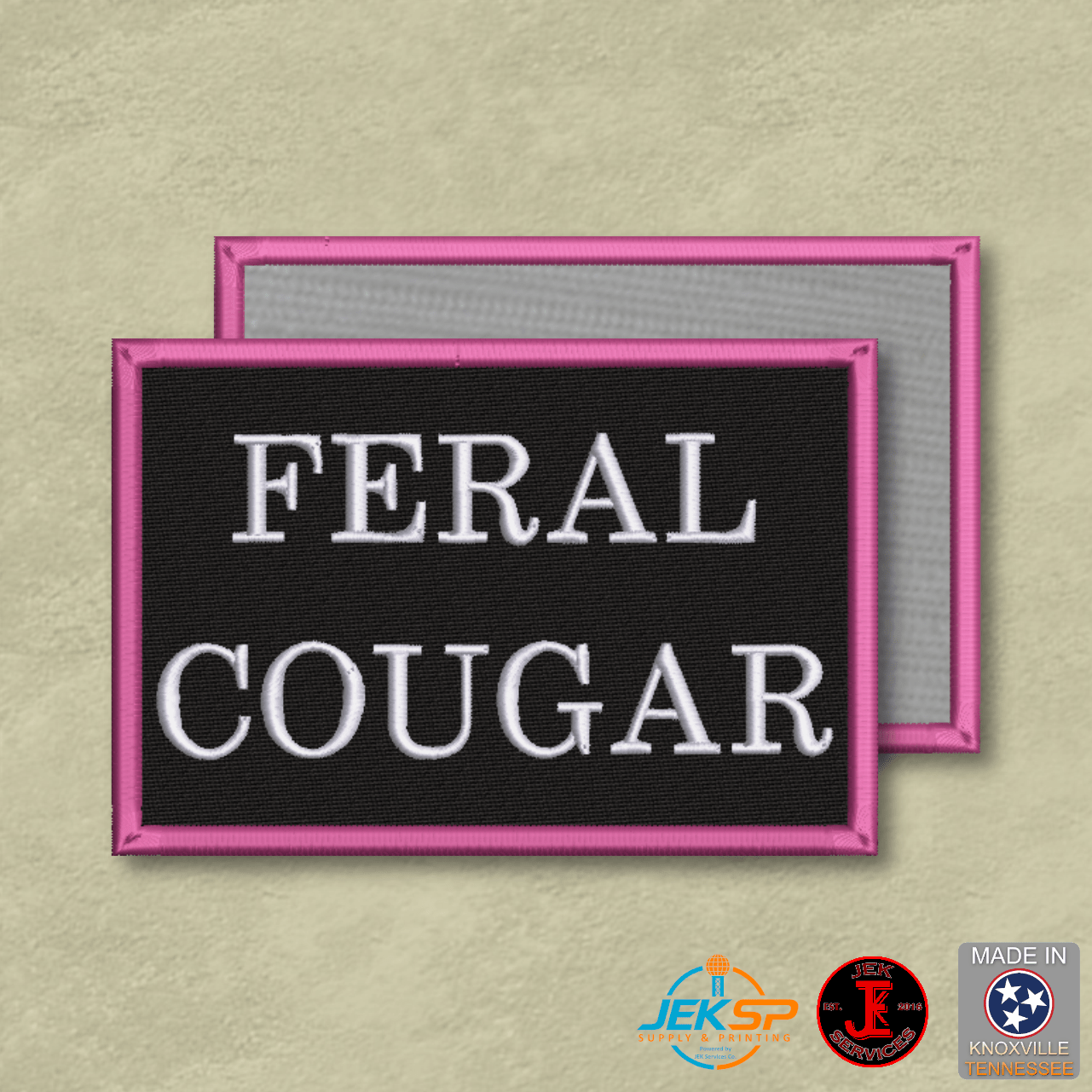Feral Cougar Funny Morale Patch | Made in USA | VELCRO® Brand Hook Backing - LoneStar Adhesive