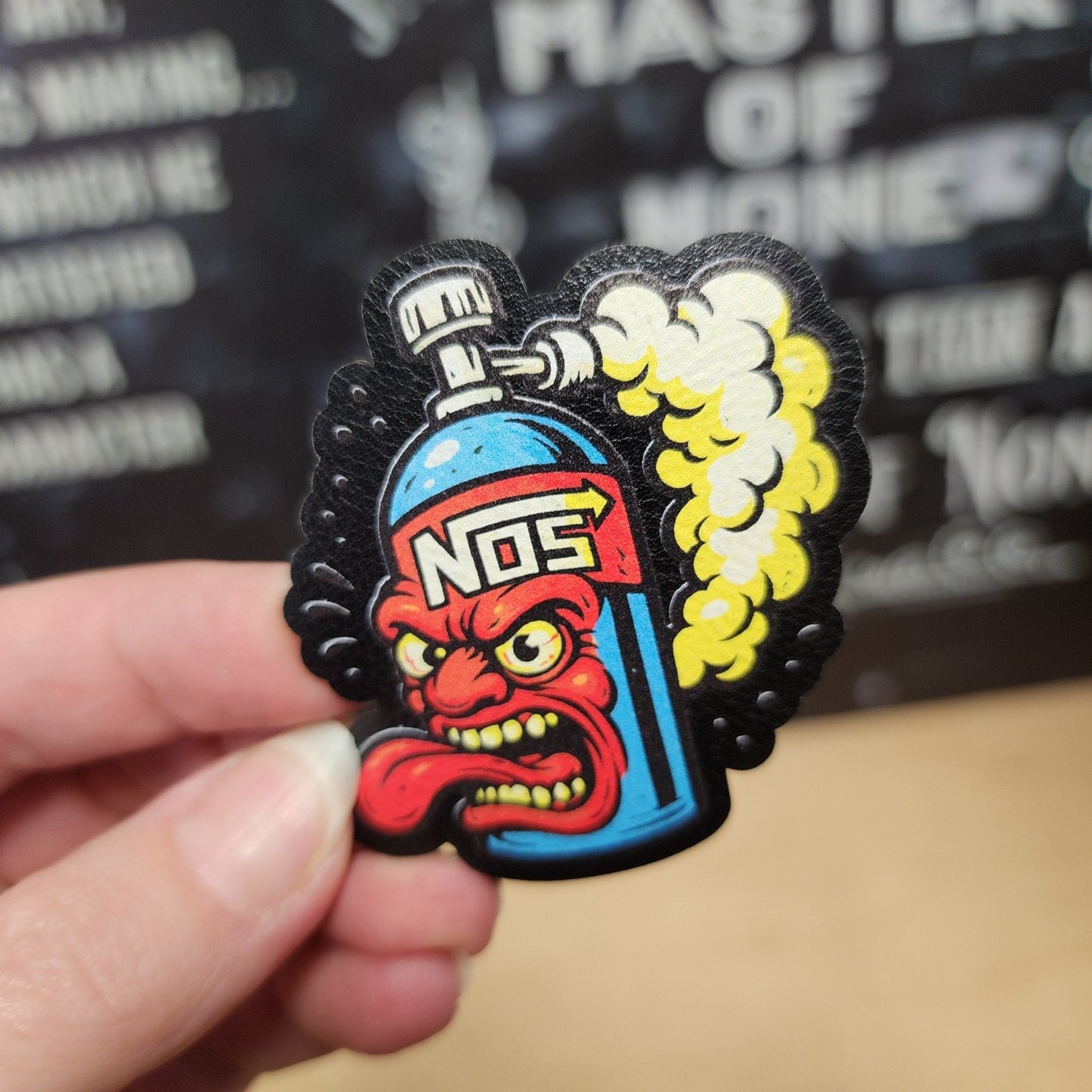 Fiery Nitrous Racing UV Printed Leatherette Hat Patch - MR01 - LoneStar Adhesive