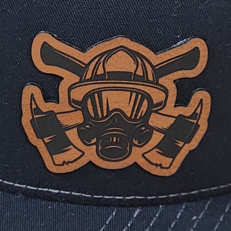 Firefighter Mask Engraved Leatherette Hat Patch - MR01 - LoneStar Adhesive