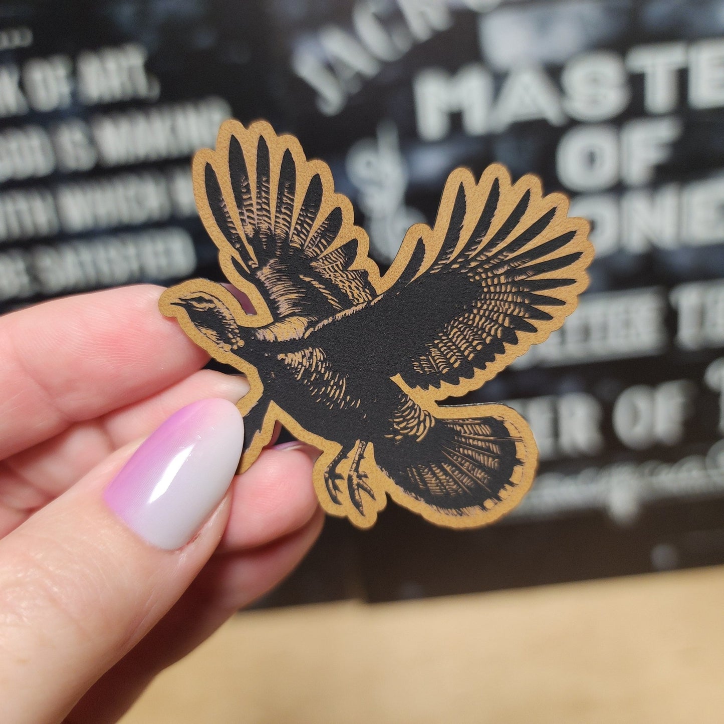Flying Turkey (Choose Your Color) Engraved Leatherette Hat Patch - MR01 - LoneStar Adhesive