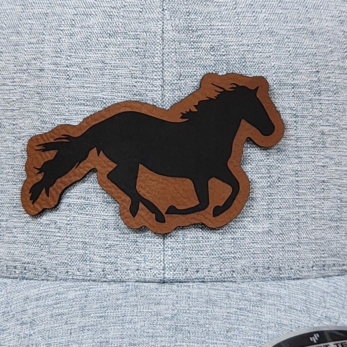 Galloping Horse Engraved Leatherette Hat Patch - MR01 - LoneStar Adhesive