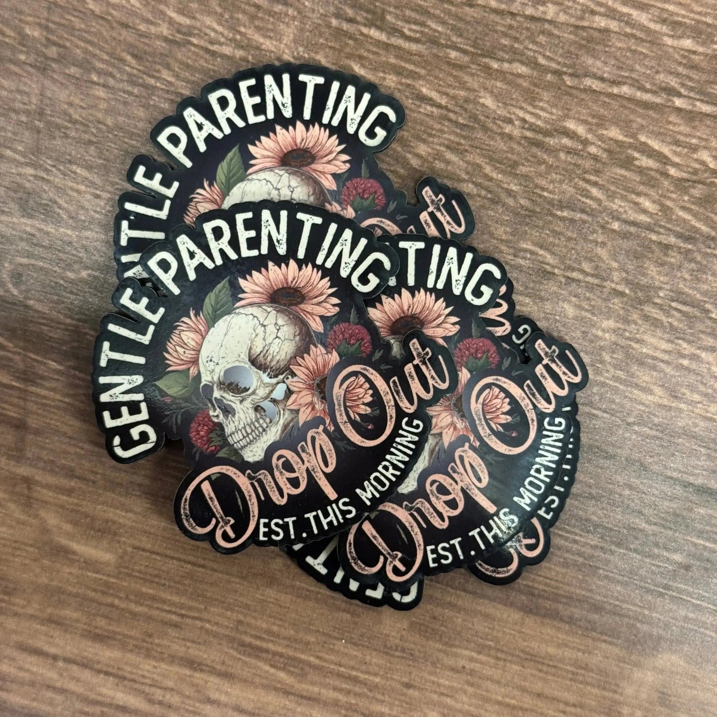 Gentle Parenting Drop Out | UV Printed Leather Hat Patch - LoneStar Adhesive