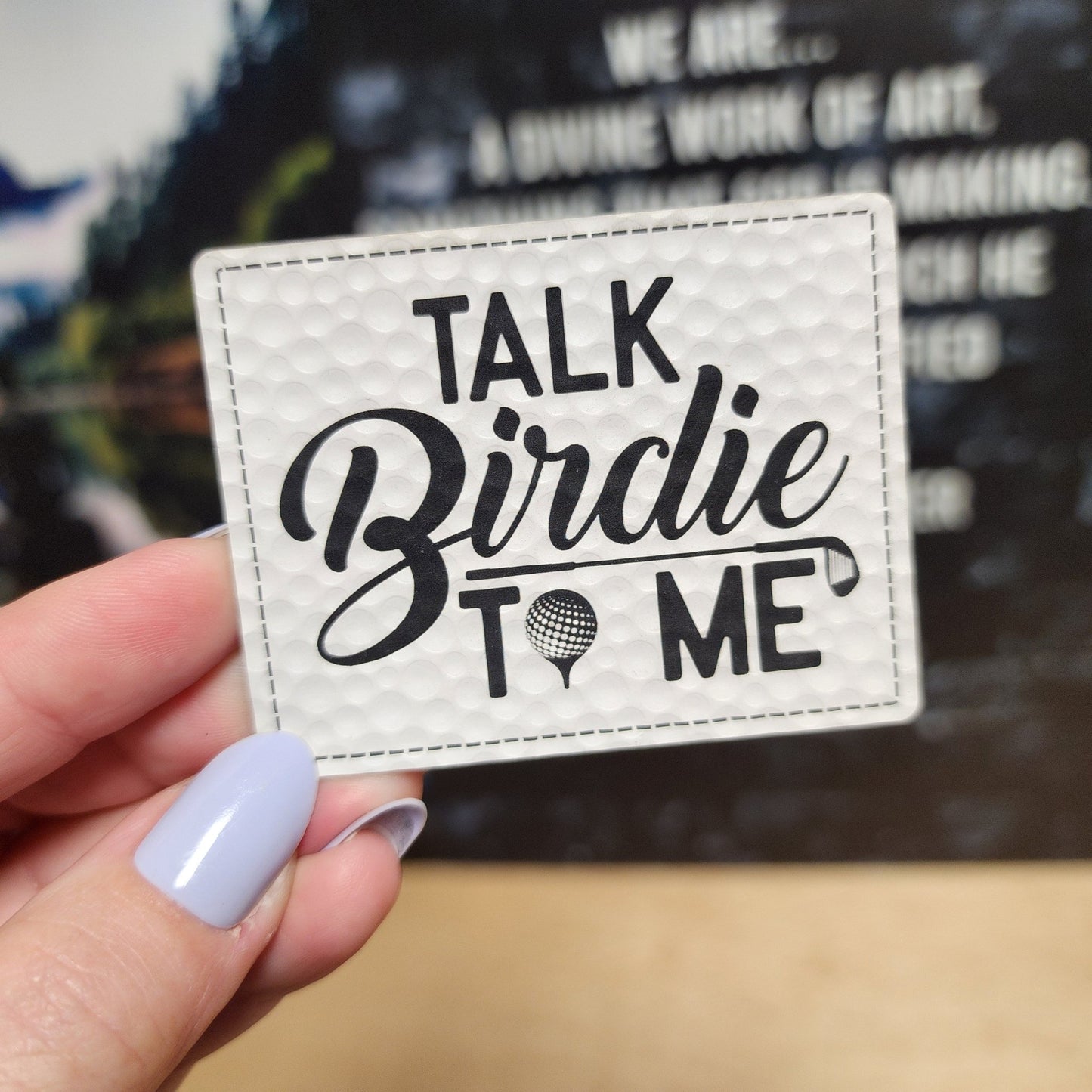 Golf Humor Talk Birdie Engraved Leatherette Hat Patch - MR01 - LoneStar Adhesive