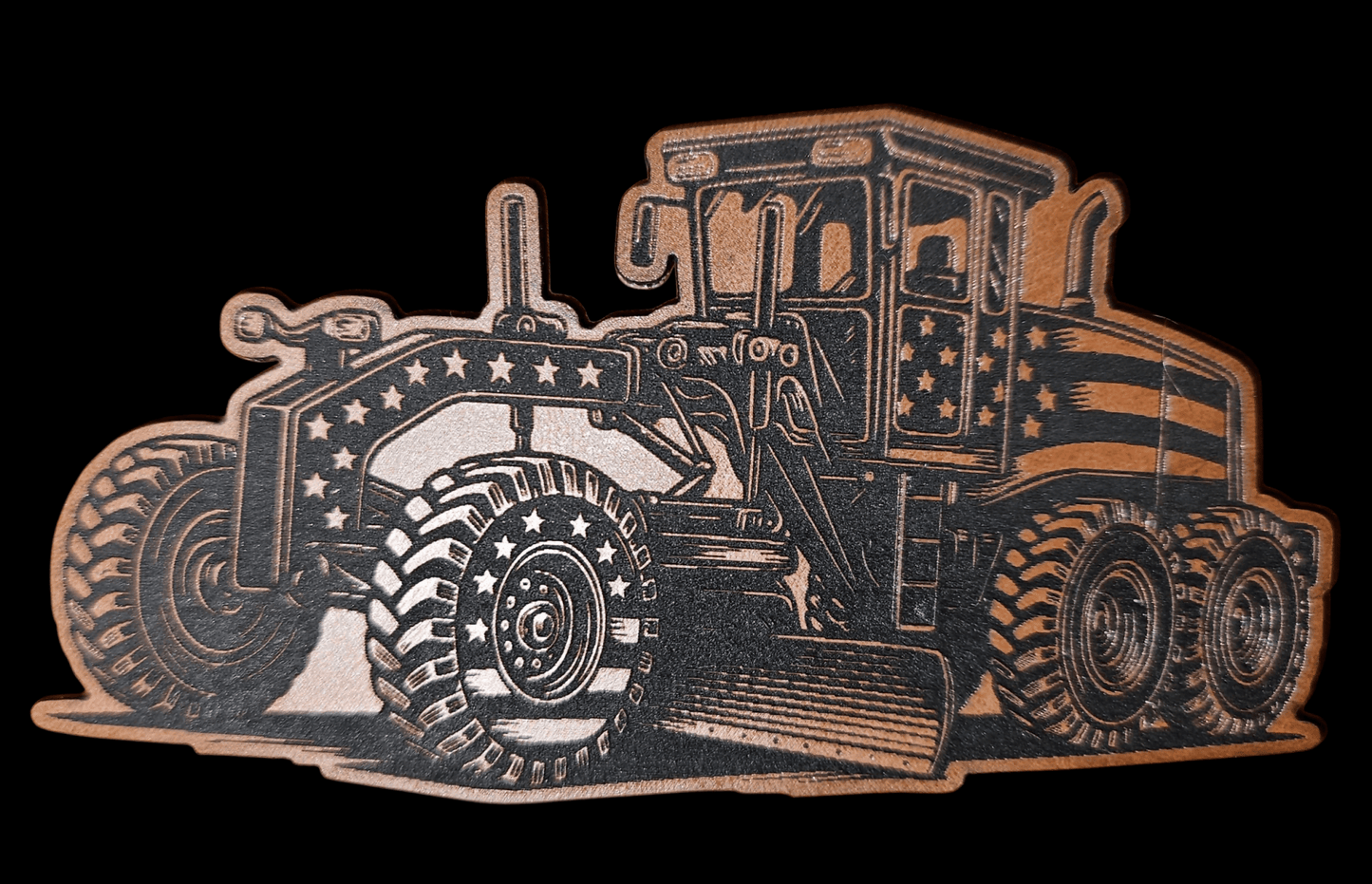 Grader With No Front Blade and American Flag - LoneStar Adhesive