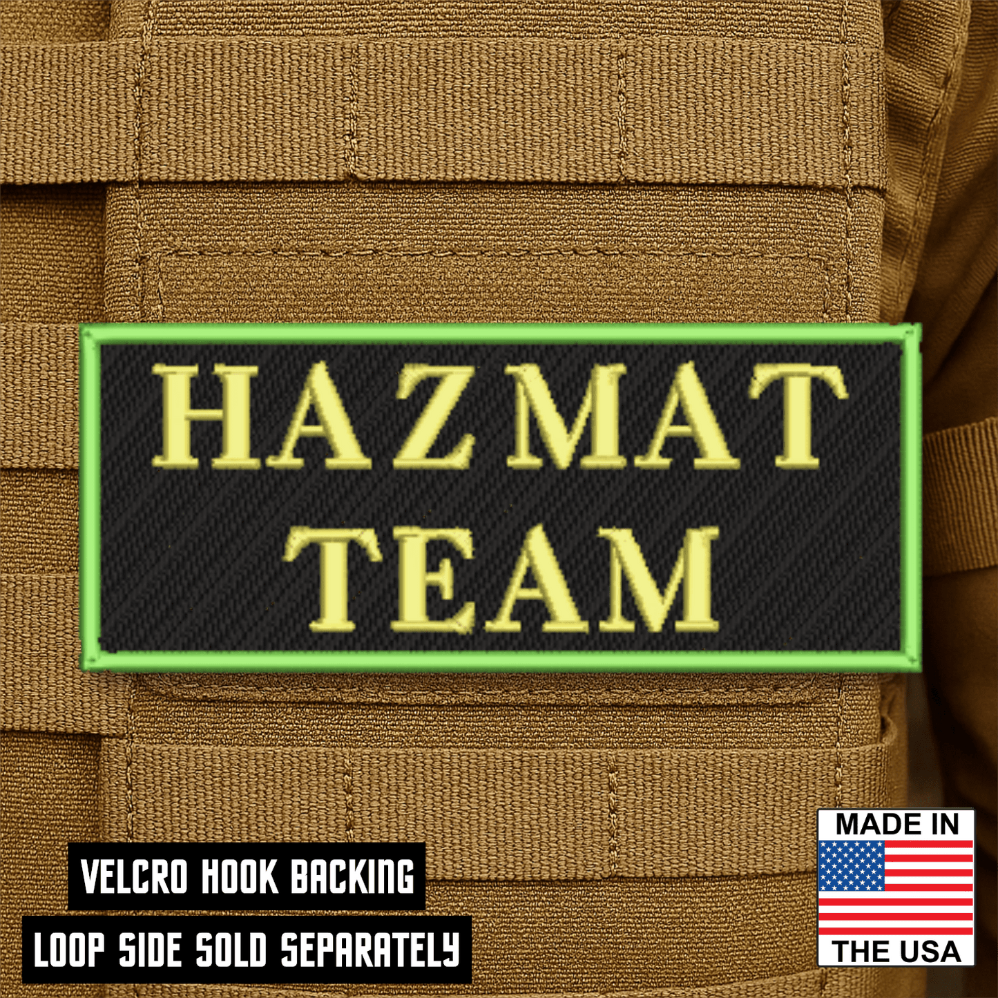 HAZMAT Team ID Plate Carrier Patch 2.5" x 6" Hook & Loop | Made in USA - LoneStar Adhesive