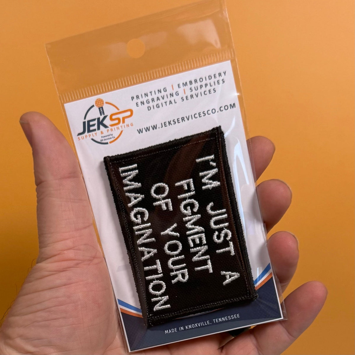 I'm Just A Figment Of Your Imagination Funny Morale Patch, 2x3" | Made in USA | VELCRO® Brand Hook Backing - LoneStar Adhesive