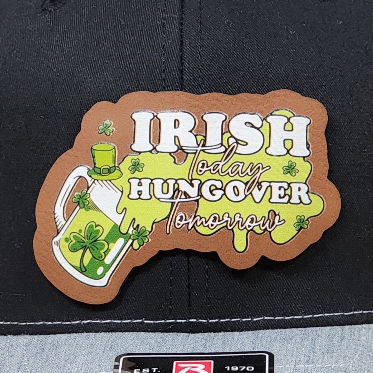 Irish Pride, Party Tomorrow UV Printed Leatherette Hat Patch - MR01 - LoneStar Adhesive