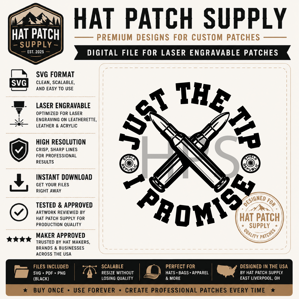 Just The Tip Hat Patch SVG - LoneStar Adhesive