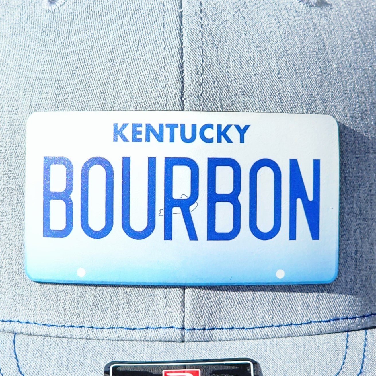 Kentucky Bourbon Plate UV Printed Leatherette Hat Patch - MR01 - LoneStar Adhesive