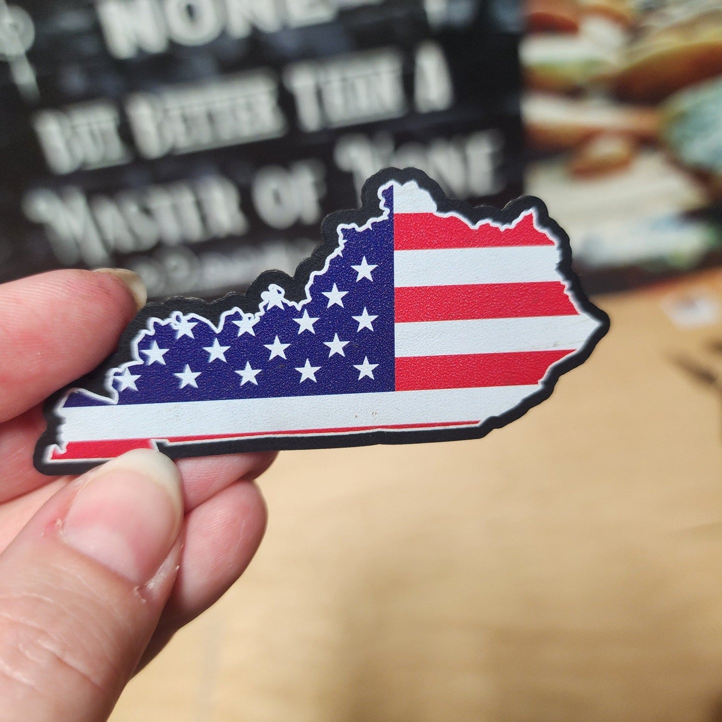 Kentucky Flag Shape UV Printed Leatherette Hat Patch - MR01 - LoneStar Adhesive