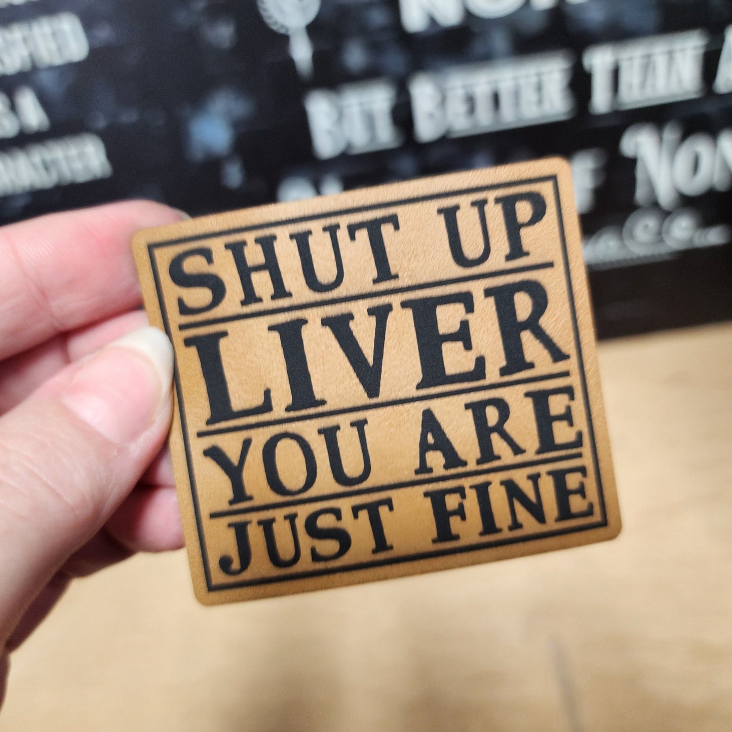 Liver Health (Saddle Tan) Engraved Leatherette Hat Patch - MR01 - LoneStar Adhesive