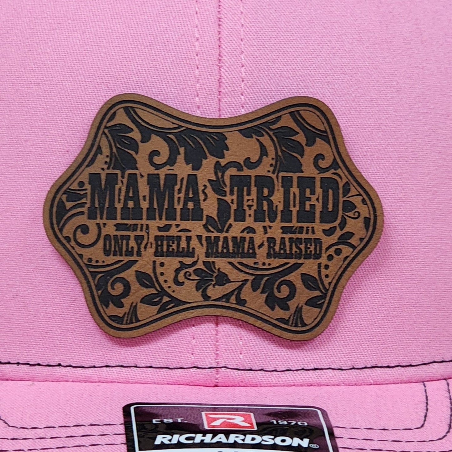 Mama Tried Engraved Leatherette Hat Patch - MR01 - LoneStar Adhesive