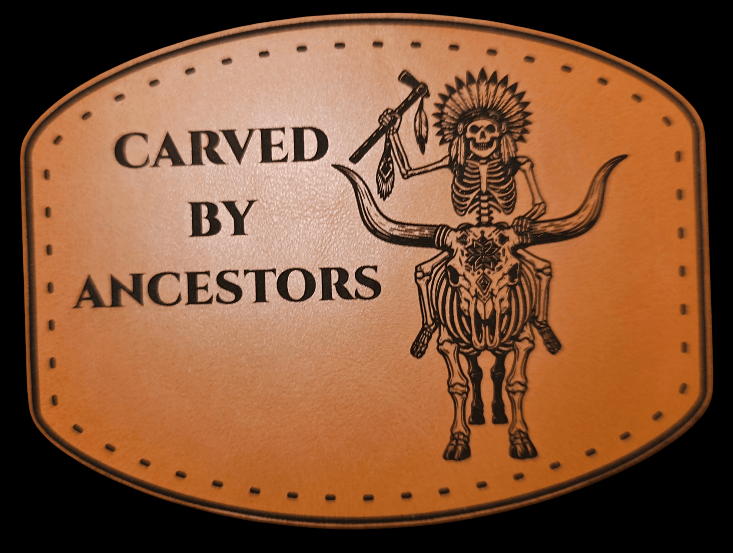 Native American Indian Bull Skeleton - Carved By Ancestors - LoneStar Adhesive
