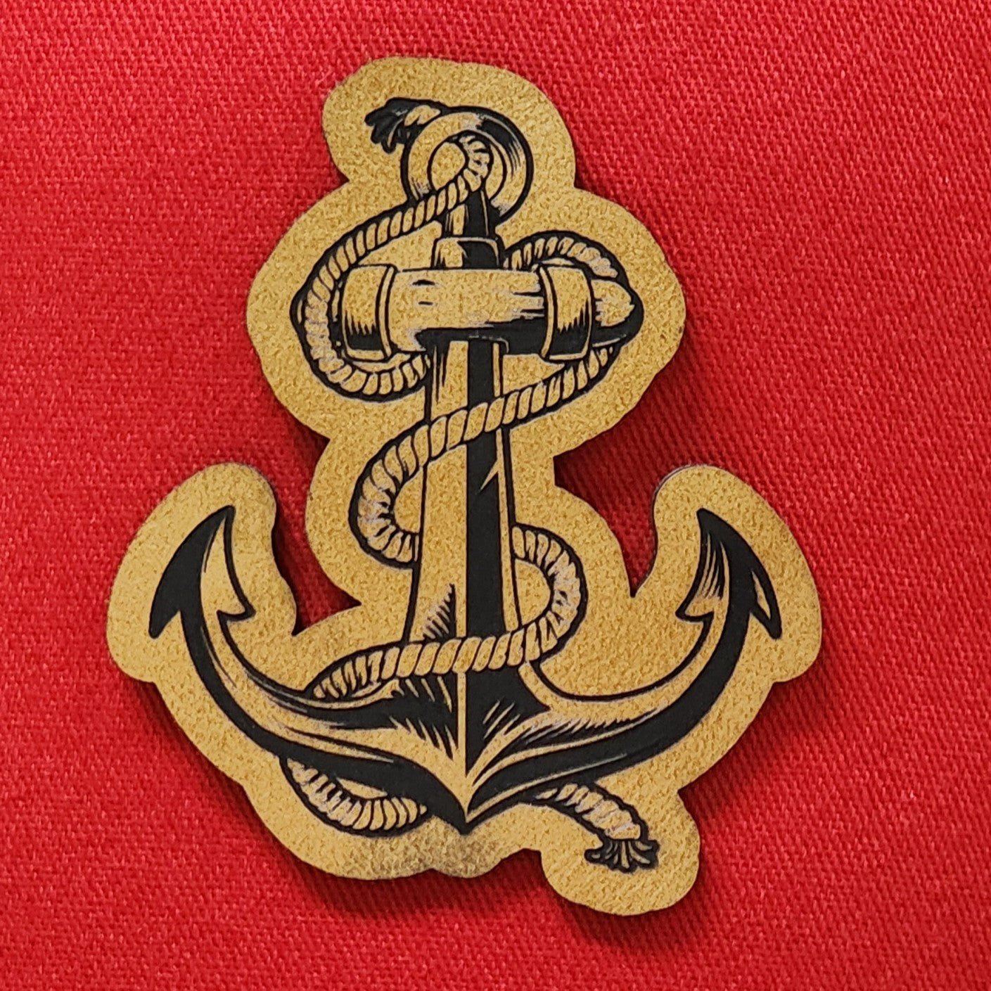 Nautical Anchor with Rope Engraved Leatherette Hat Patch - MR01 - LoneStar Adhesive