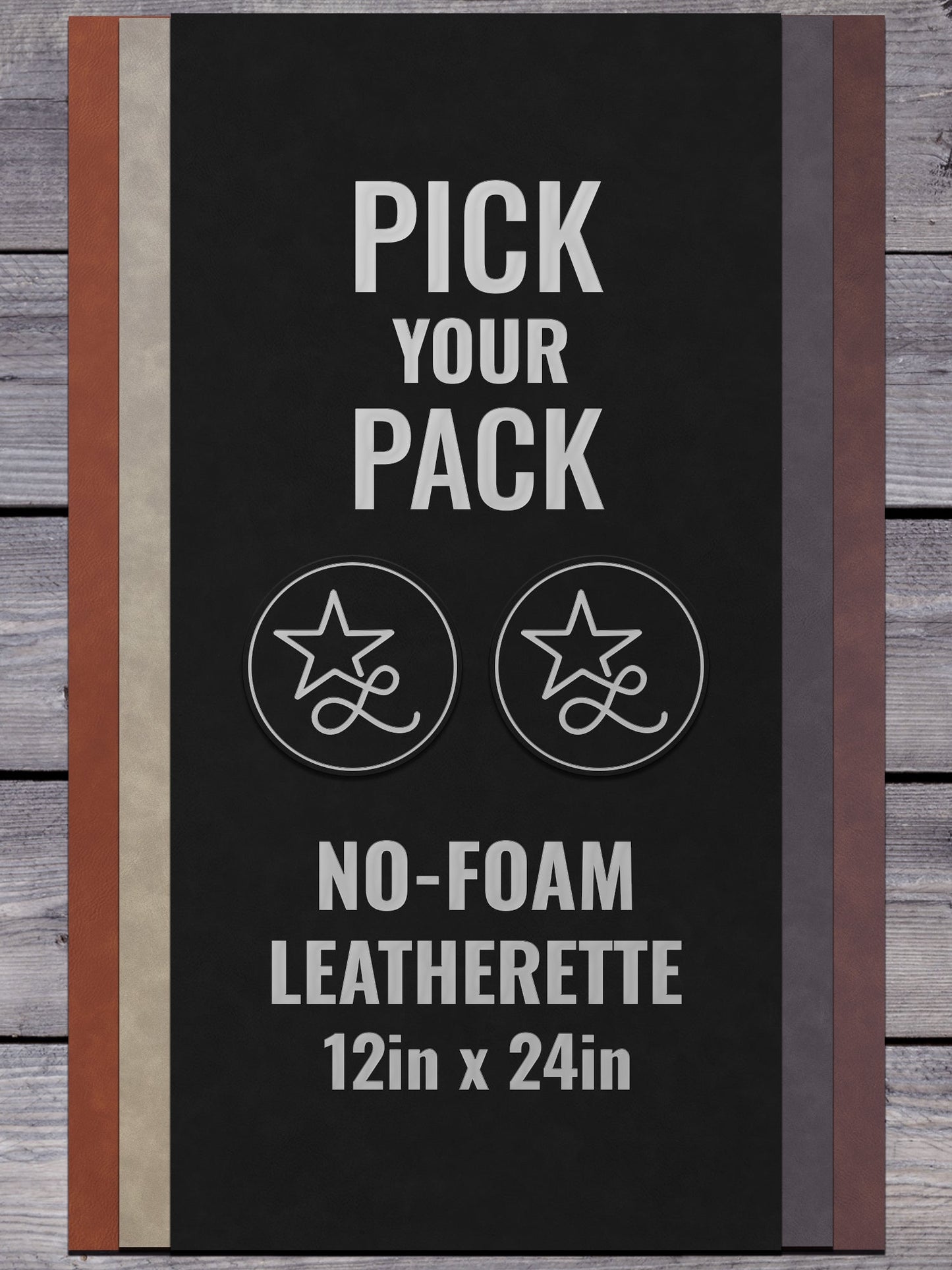 No-Foam faux leather panels by LoneStar Adhesive – 12x24in, 0.8mm thick laser-ready sheets, backed with Durra-Bull adhesive, ideal for engraving and machine-washable apparel like beanies