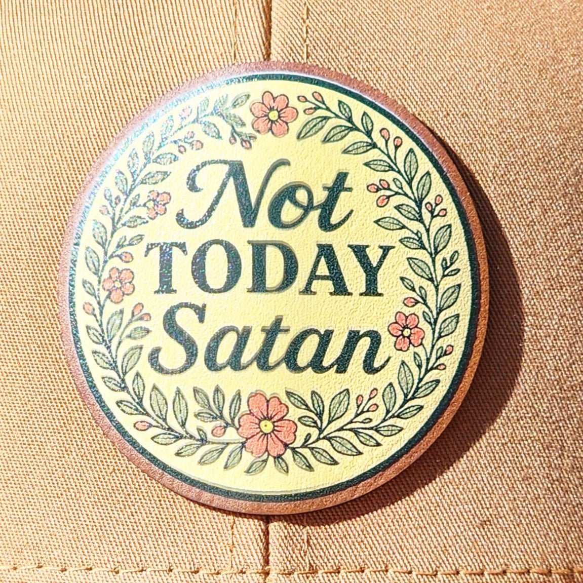 Not Today Satan UV Printed Leatherette Hat Patch - MR01 - LoneStar Adhesive