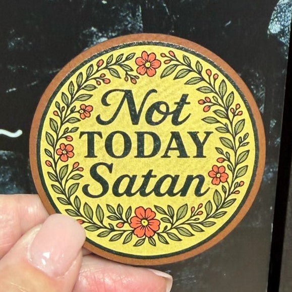 Not Today Satan UV Printed Leatherette Hat Patch - MR01 - LoneStar Adhesive
