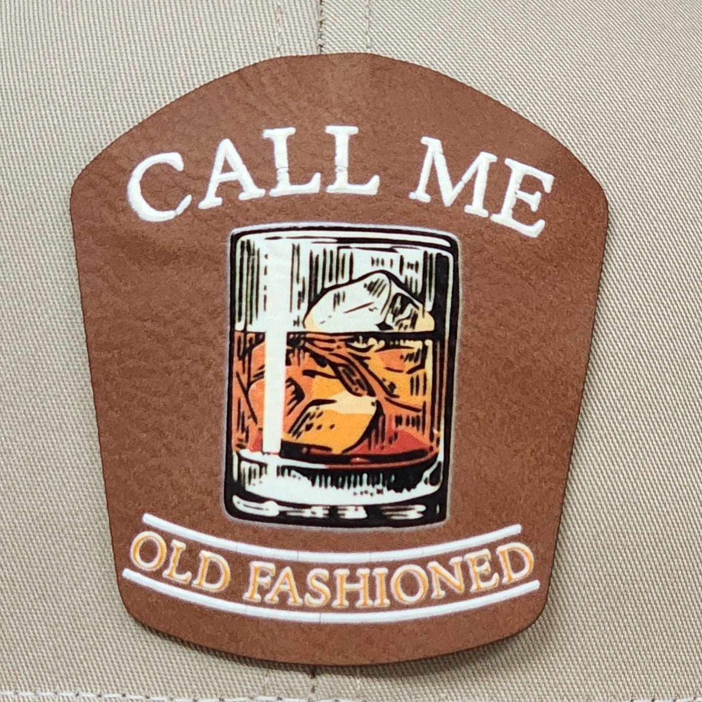 Old Fashioned Drink UV Printed Leatherette Hat Patch - MR01 - LoneStar Adhesive