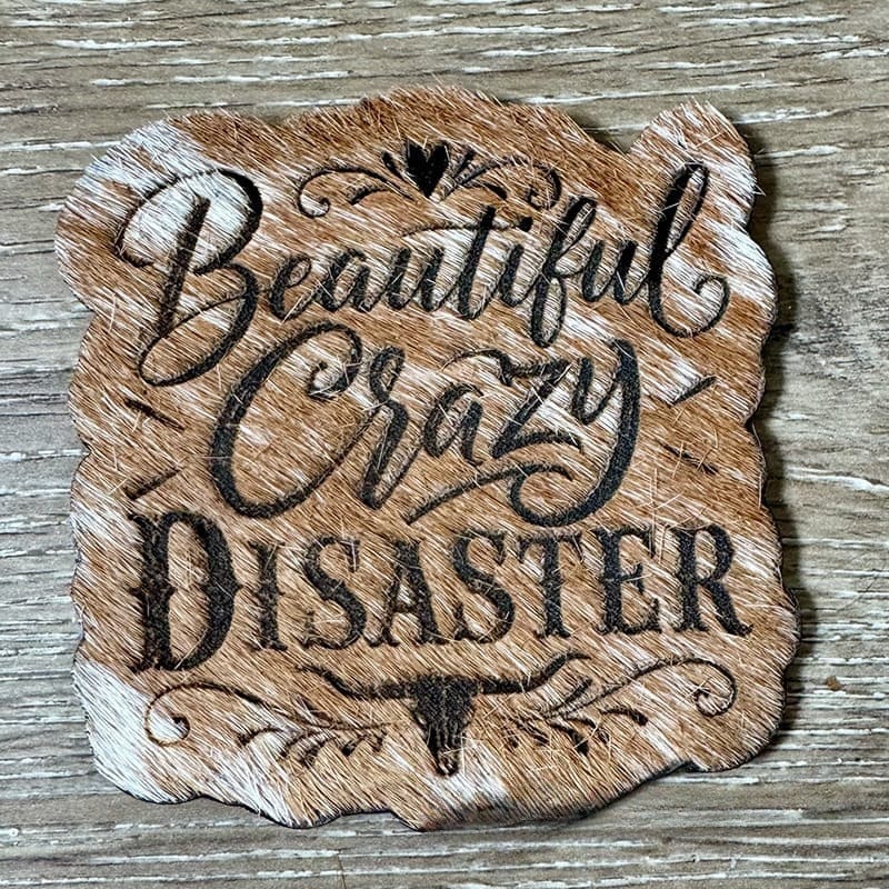Beautiful Crazy Disaster Genuine Cowhide Iron-On Patch