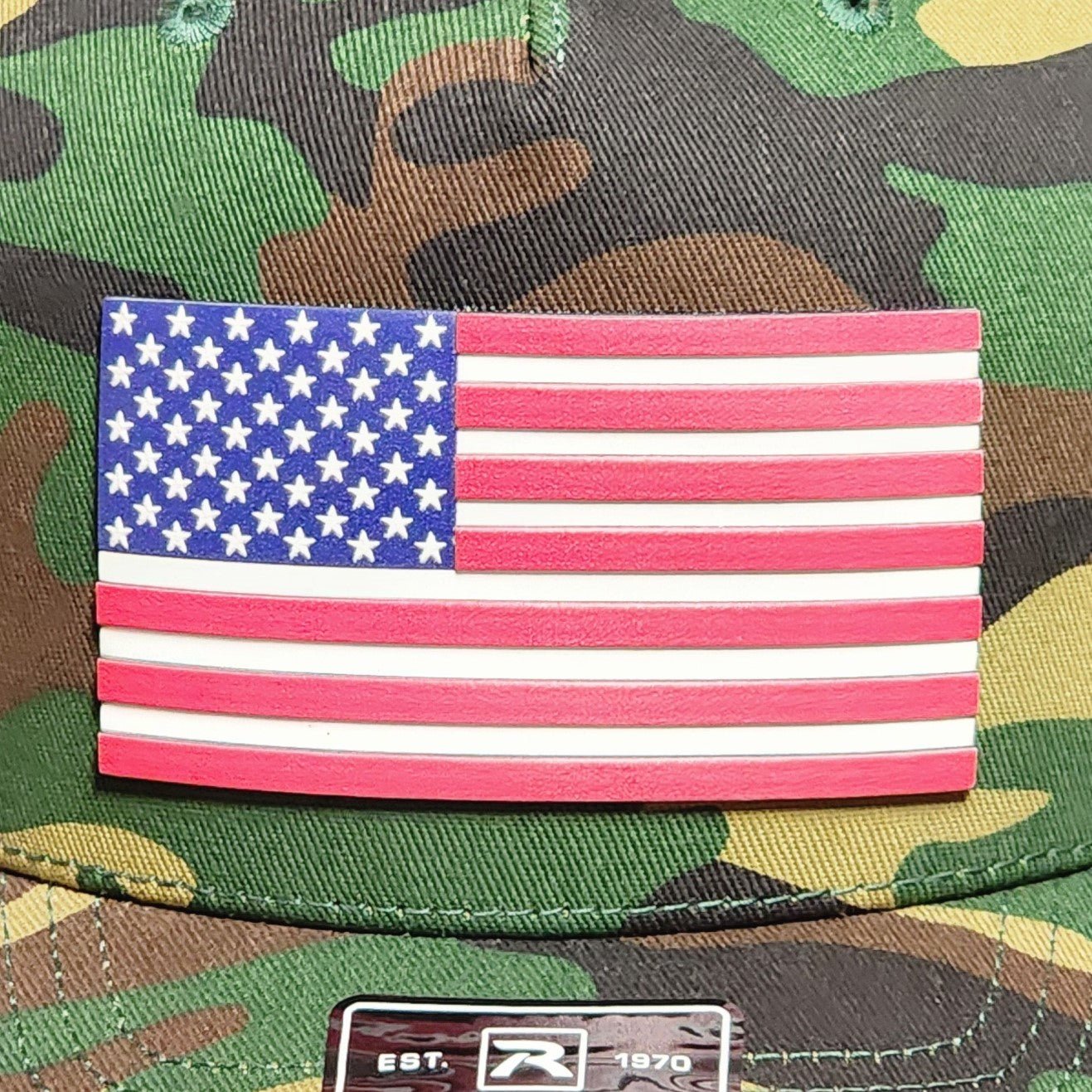 Patriotic American Flag Design UV Printed Leatherette Hat Patch - MR01 - LoneStar Adhesive