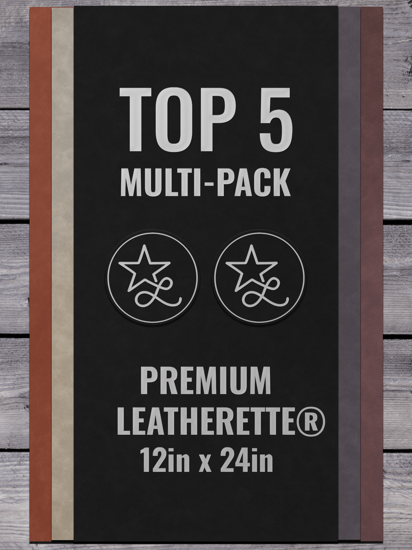 PREMIUM leatherette® laserable panel by LoneStar, 12x24 inch faux leather sheet in, 1.5mm thick with thermal-activated Durra-Bull adhesive backing, ideal for laser engraving and cutting