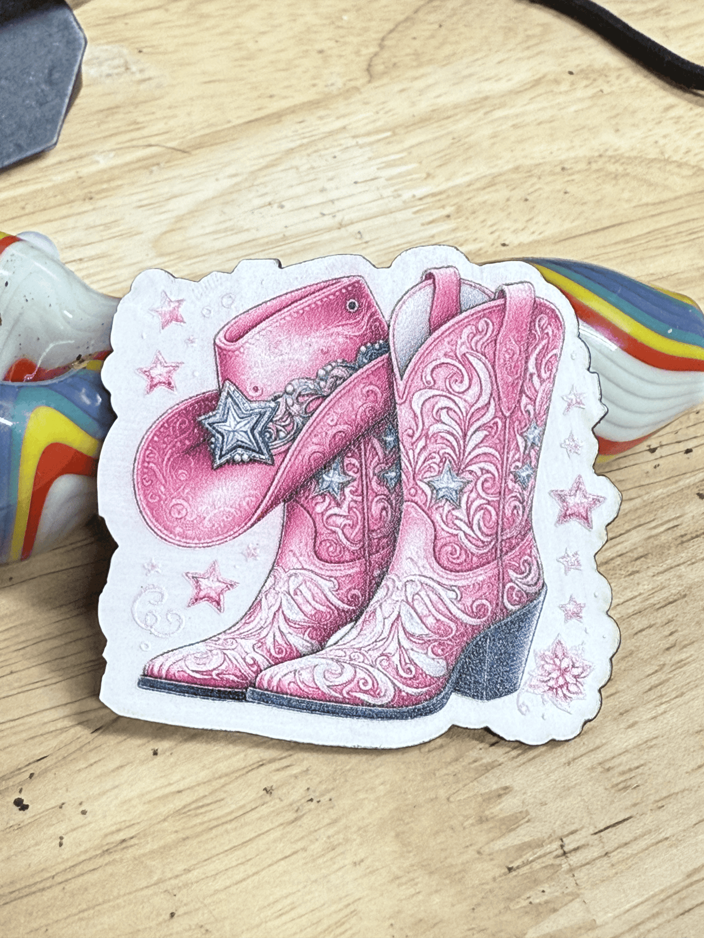 Pink Cowgirl Boots & Hat UV Patch