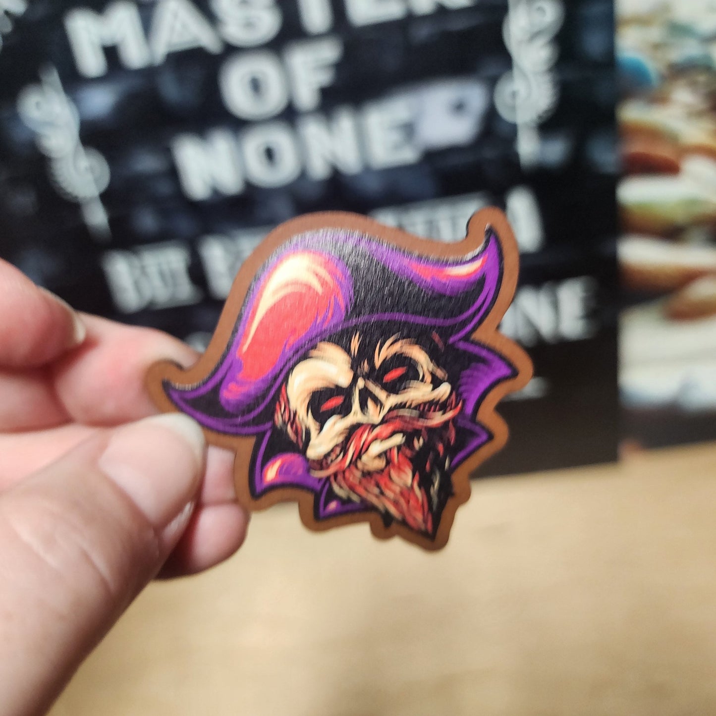Pirate Skull Design UV Printed Leatherette Hat Patch - MR01 - LoneStar Adhesive