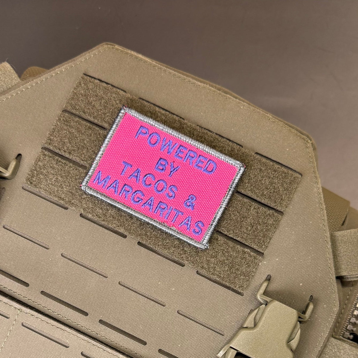 Powered By Tacos & Margaritas Funny Morale Patch, 2x3" | Made in USA | VELCRO® Brand Hook Backing - #LoneStar Adhesive#