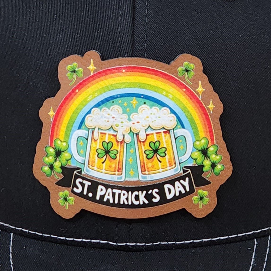Rainbow St. Patrick's DayUV Printed Leatherette Hat Patch - MR01 - LoneStar Adhesive