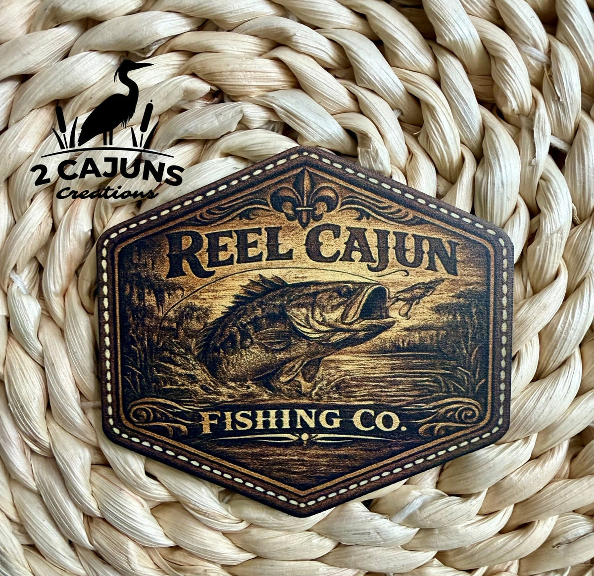 Reel Cajun Fishing Co Louisiana UV Printed Hat Patch - LoneStar Adhesive