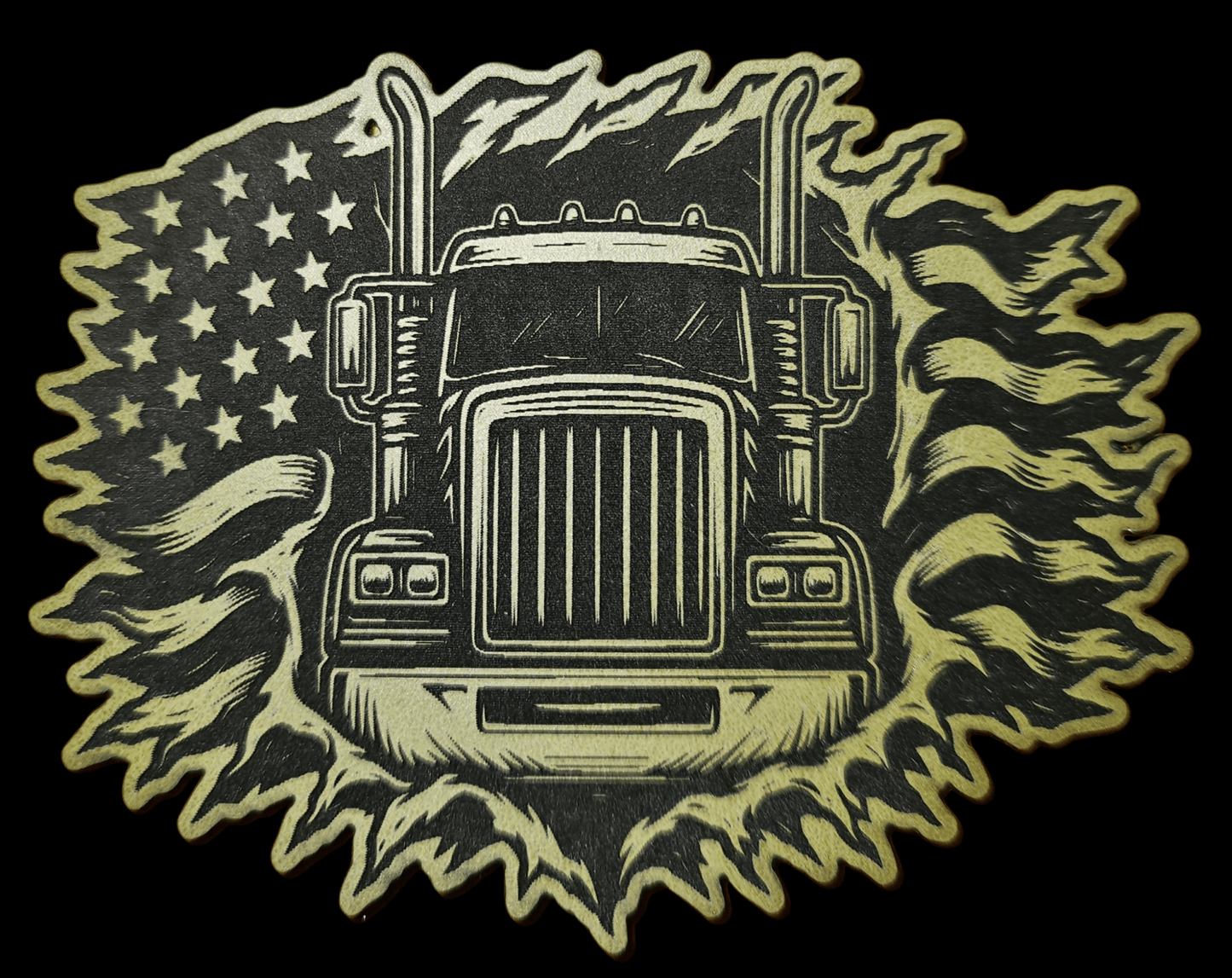 RIG Busting Through American Flag Jagged Outline - LoneStar Adhesive