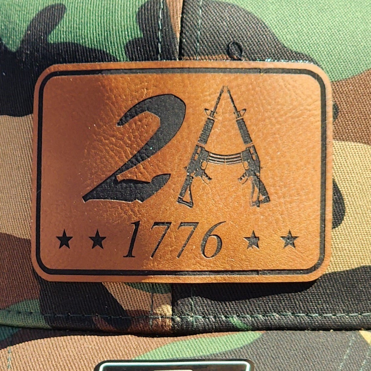 Second Amendment Engraved Leatherette Hat Patch - MR01 - LoneStar Adhesive