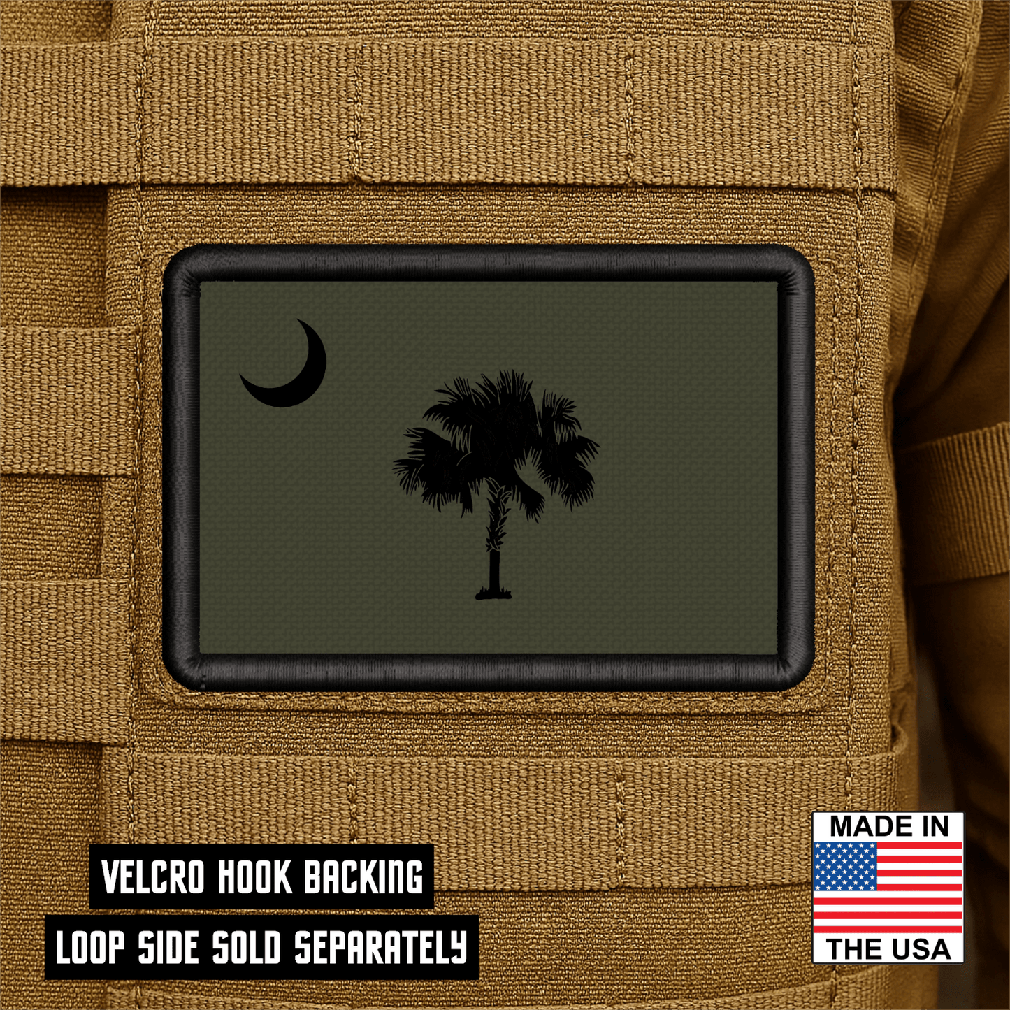 South Carolina State Flag Patch 2"x3" Hook & Loop | Made in USA | Pro - Print Full Color & Tactical Options - LoneStar Adhesive
