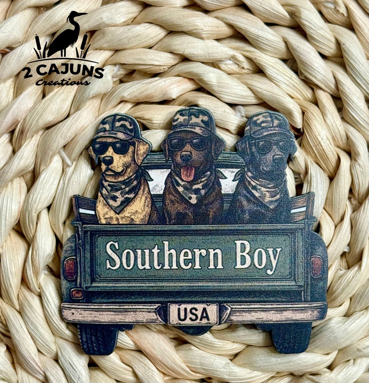 Southern Boy Labs in Truck UV Printed Leatherette Hat Patch - LoneStar Adhesive