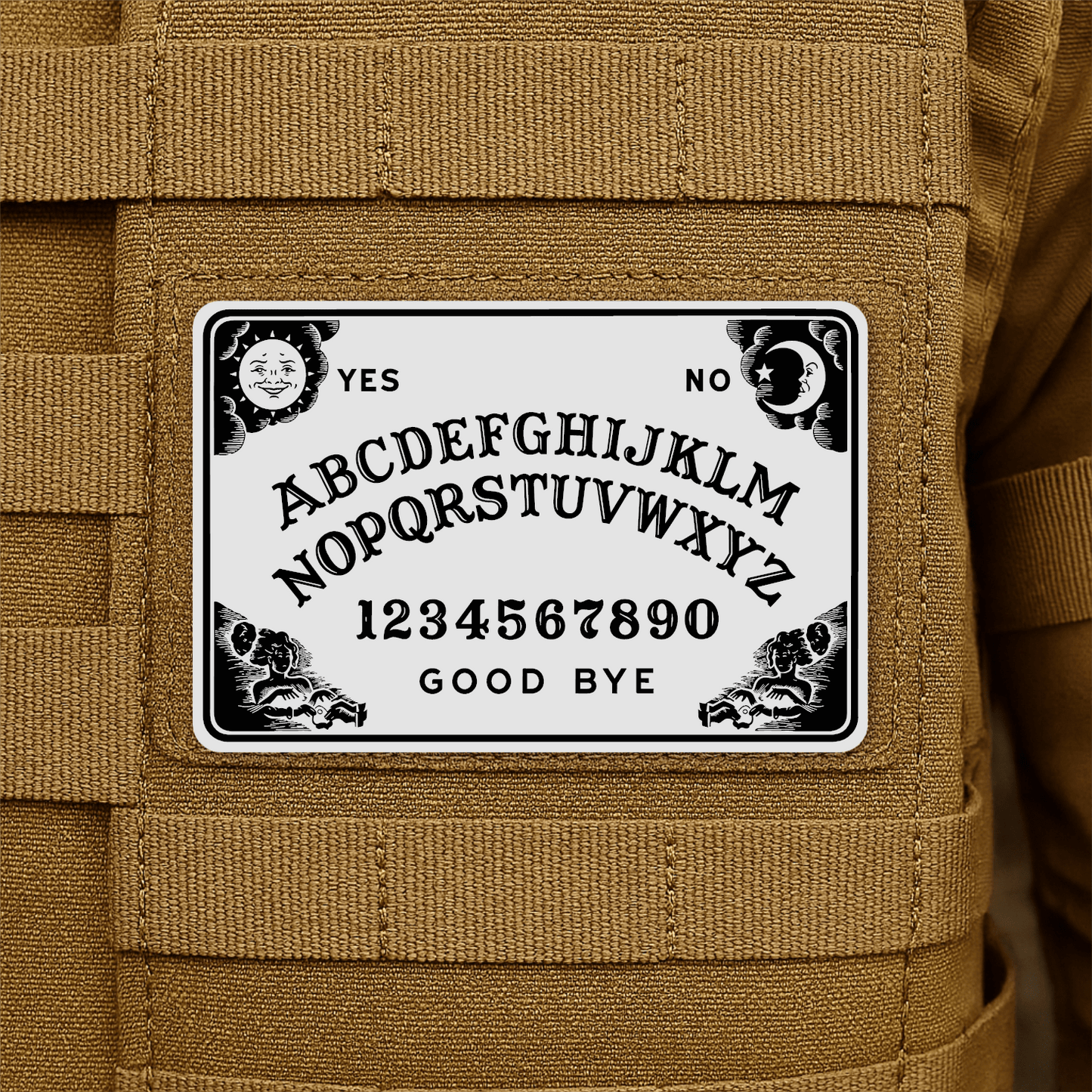 Spirit Talking Board, Ouija Inspired Funny Morale Patch 2"x3" Hook & Loop | Made in USA - LoneStar Adhesive