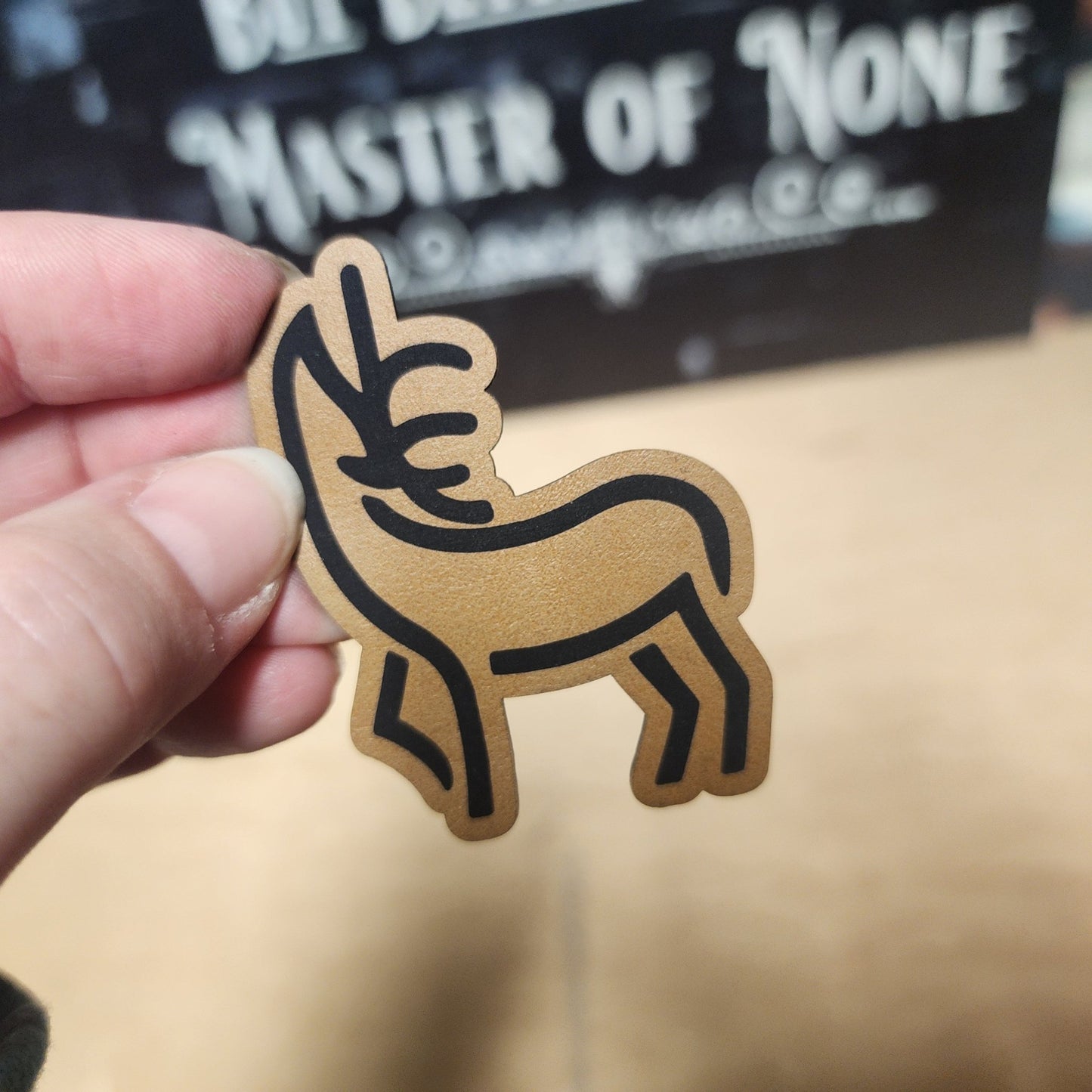 Stag Deer Outline (Saddle Tan) Engraved Leatherette Hat Patch - MR01 - LoneStar Adhesive
