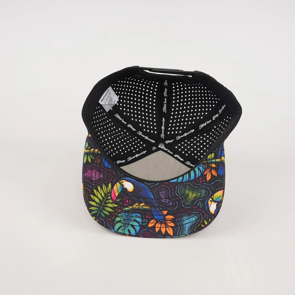 Multicolor Topographic Animal Print Tropical Flat Bill Snapback – Black Back