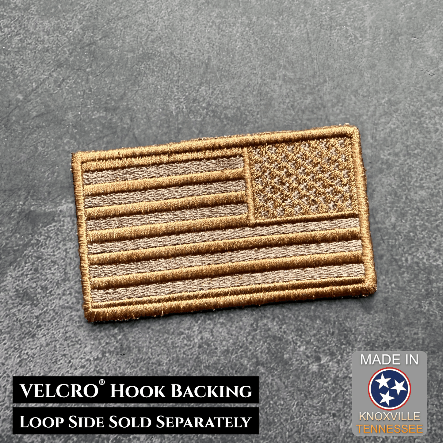 Subdued Coyote Brown American Flag VELCRO® Patch | Made in USA - LoneStar Adhesive