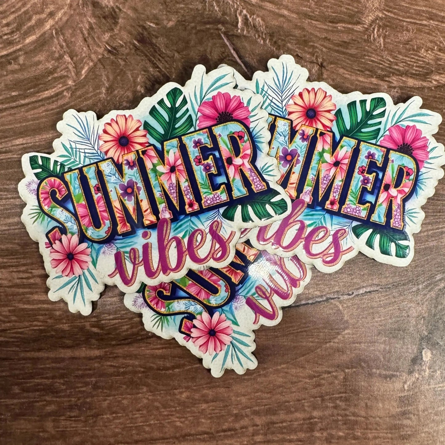 Summer Vibes | UV Printed Leather Hat Patch - LoneStar Adhesive