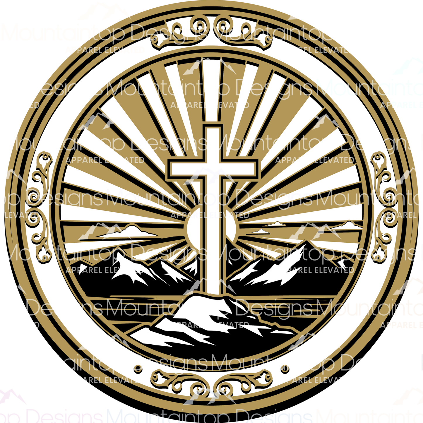 Sunset Cross Circular – SVG Digital File for Tri - Layer Engraving - LoneStar Adhesive